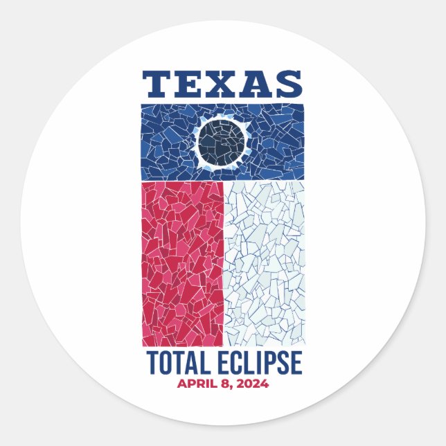 Pegatina de Ronda Eclipse Total de Texas (Anverso)