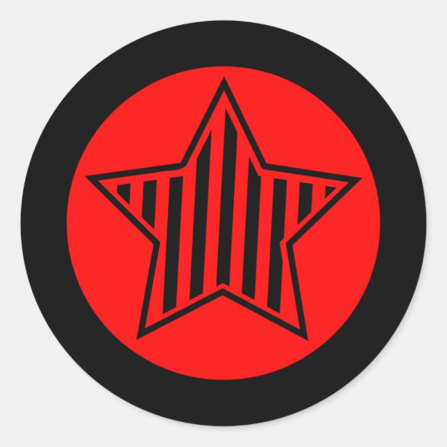Pegatina de Ronda Estrella Roja y Negra (Anverso)