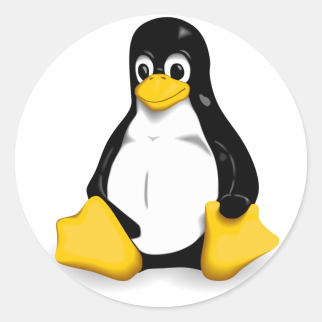 Pegatina de Ronda Tux de Linux (Anverso)
