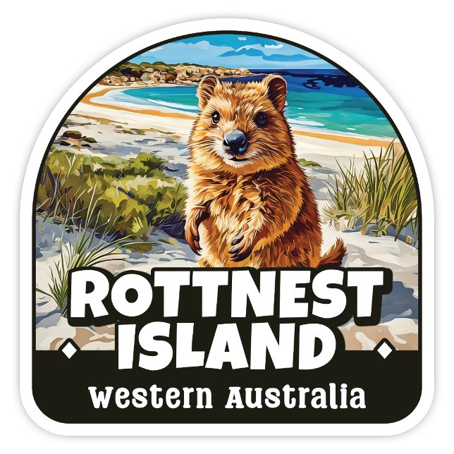 Pegatina de Rottnest Island, Australia Occidental (Rottnest Island Western Australia Quokka arch shaped destination sticker)