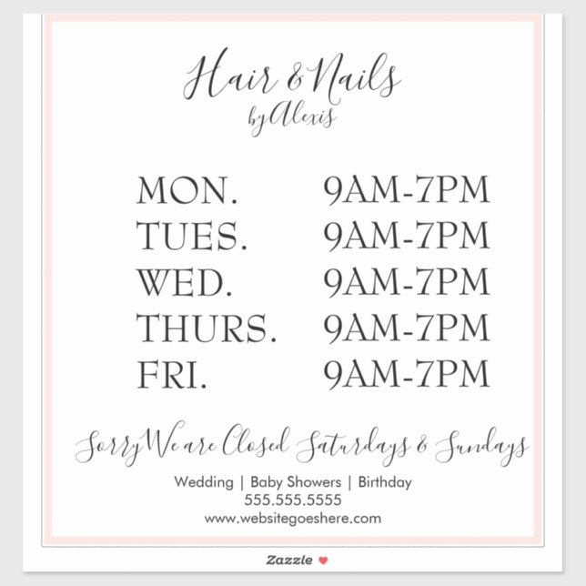 Pegatina de Rótulo empresarial de salón rosa (Hoja)