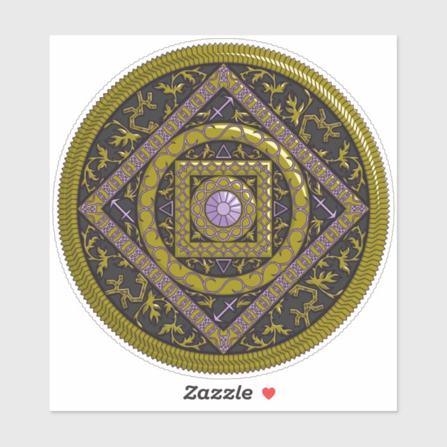 Pegatina de Sagittarius Mandala Contour (Hoja)