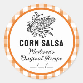 Pegatina de salsa de maíz con naranja a cuadros