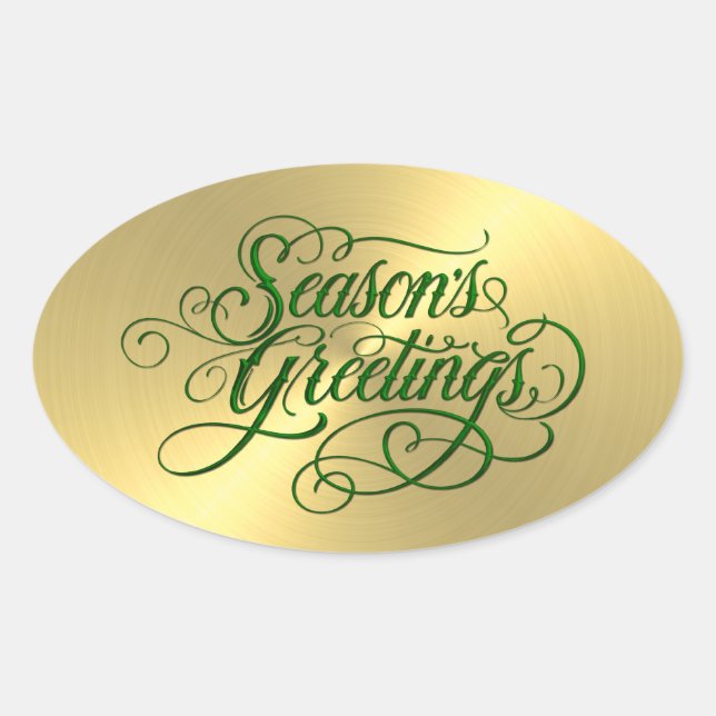 Pegatina de saludos de Gold Sheen Green Season (Anverso)