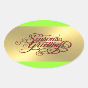 Pegatina de saludos de Gold Sheen Red Season