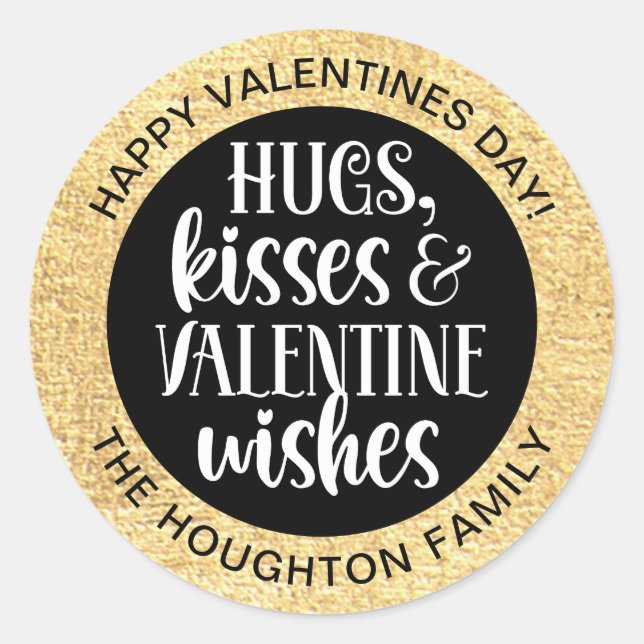 Pegatina de San Valentín de Oro Negro personalizad (Anverso)