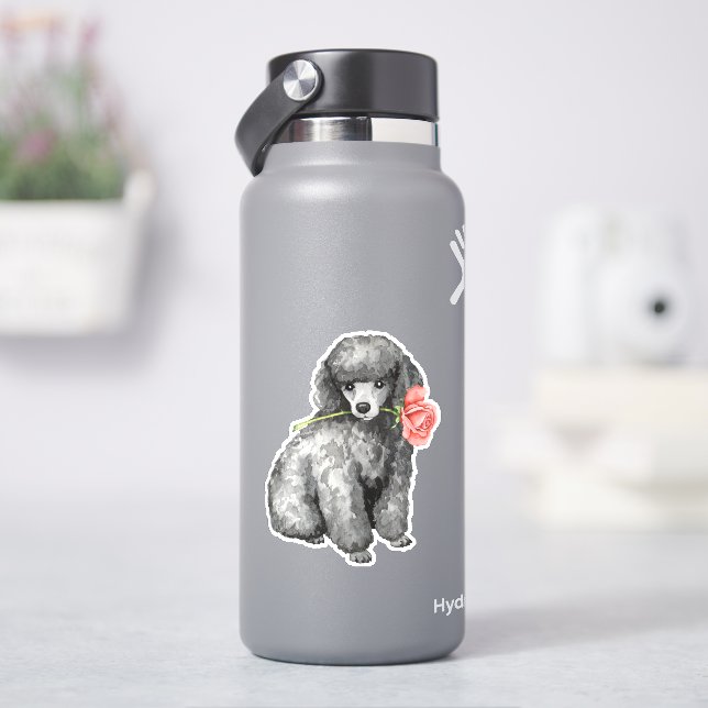 Pegatina de San Valentín en miniatura Poodle Vinyl (hidrofrasco)