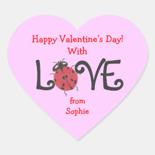 Pegatina de San Valentín personalizado de ladybug