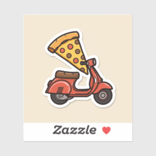 Pegatina de Scooter de Entrega de Pizza Kawaii