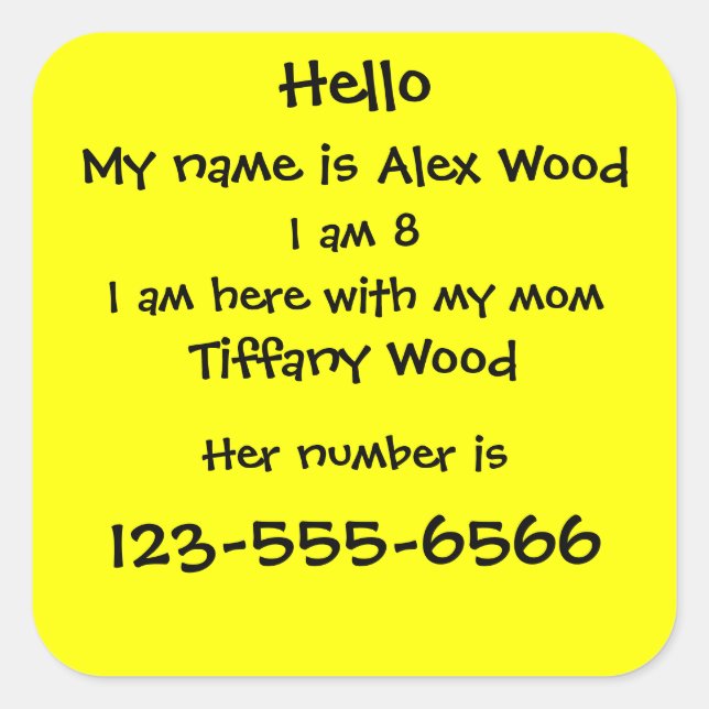 Pegatina de seguridad para niños (Anverso)