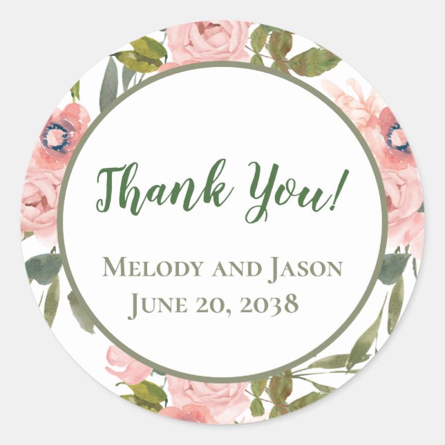 Pegatina de sello con tema de rosa rosa (Anverso)