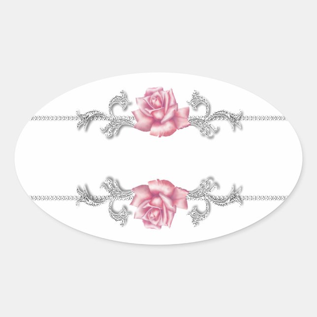 Pegatina de sello de sobre blanco con rosa rosa jo (Anverso)