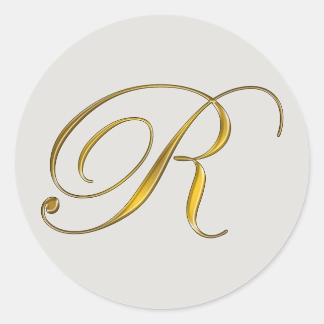 Pegatina de sello de sobre con monograma de oro R (Anverso)