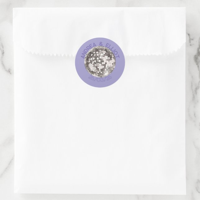 Pegatina de sello de sobre de boda disco retro púr (Bolso)