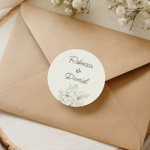 Pegatina de Sello de Sobre de Boda Floral Romántic