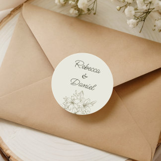 Pegatina de Sello de Sobre de Boda Floral Romántic
