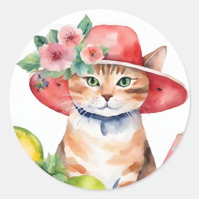 Pegatina de sello de sobre de gato atigrado naranj (Anverso)