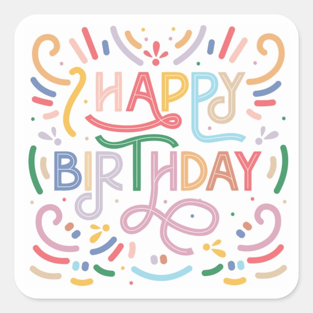 PEGATINA DE SELLO DE SOBRE: FELIZ CUMPLEAÑOS (Anverso)