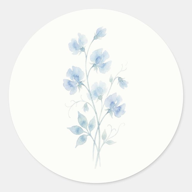 Pegatina de sello de sobre para boda Algo Azul (Anverso)