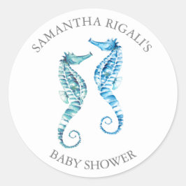 Pegatina de sello para sobres, Blue Seahorse Baby 