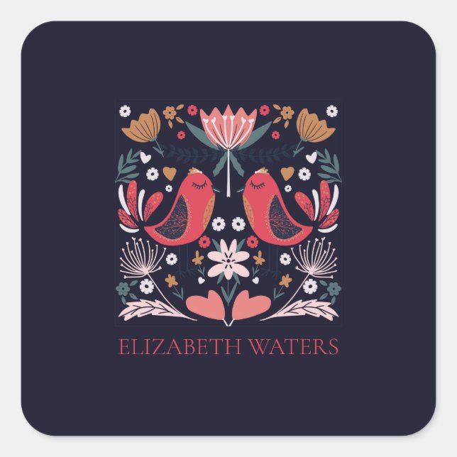 PEGATINA de sello para sobres : BOHO BIRDS (Anverso)