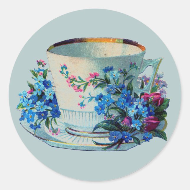 PEGATINA DE sello para sobres CON VINTAGE TEACUP (Anverso)