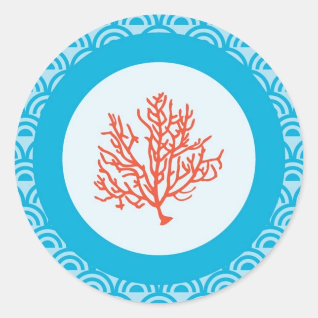 Pegatina de Sello para sobres de coral rojo (Anverso)