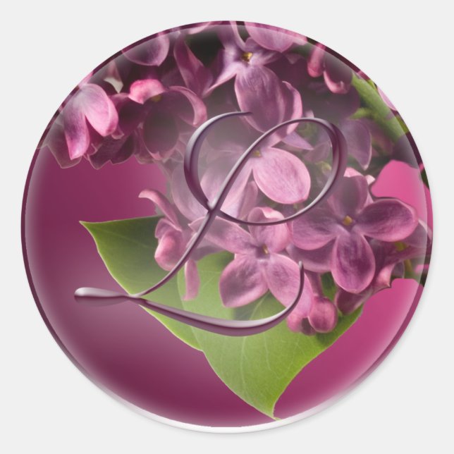 Pegatina de Sello para sobres de L Monograma Lilac (Anverso)