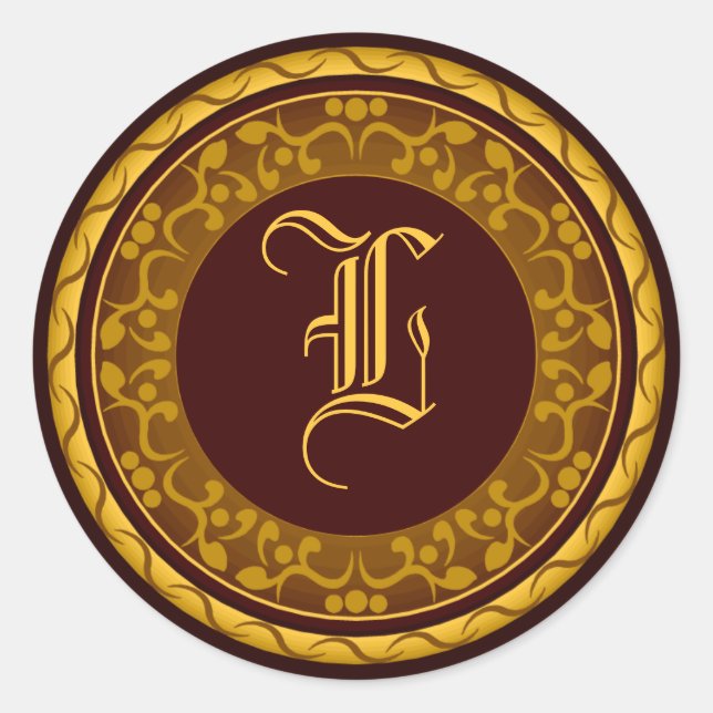 Pegatina de Sello para sobres de otoño del monogra (Anverso)