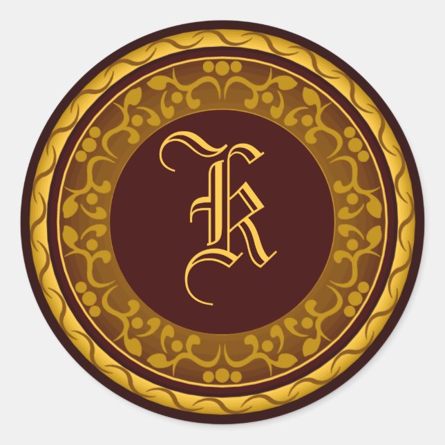Pegatina de Sello para sobres de otoño del monogra (Anverso)