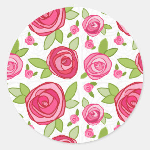 Pegatina de Sello para sobres de Rosas rosados cal