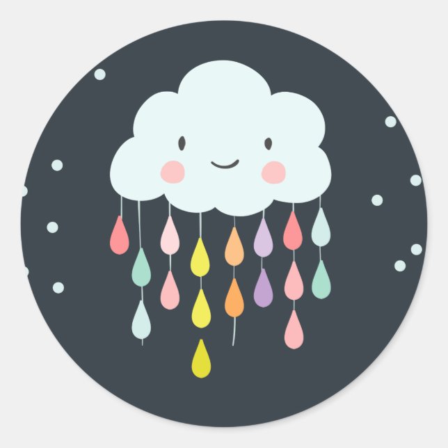 Pegatina de Sello para sobres en la nube Ducha de  (Anverso)