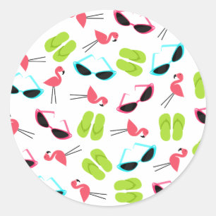 Pegatina de Sello para sobres Flamingos & Gafas de
