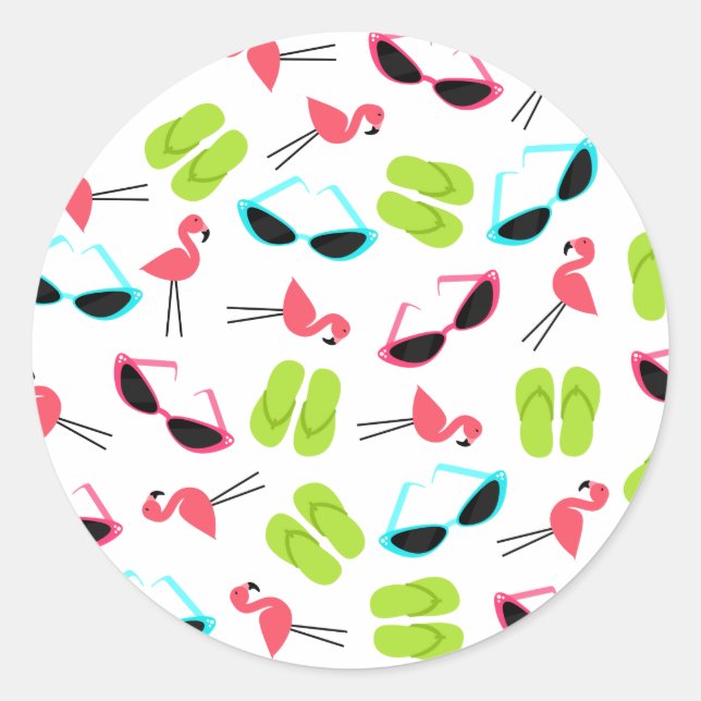 Pegatina de Sello para sobres Flamingos & Gafas de (Anverso)