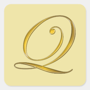 Pegatina de Sello para sobres Gold Monogram Q
