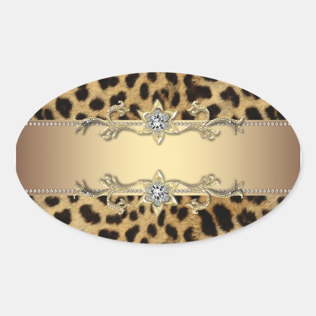 Pegatina de Sello para sobres Leopard Gold Jewel (Anverso)