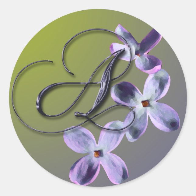 Pegatina de Sello para sobres Lilac monograma (Anverso)