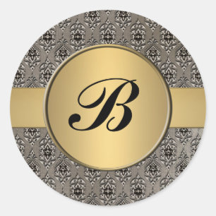 Pegatina de sello para sobres monogramado en oro d