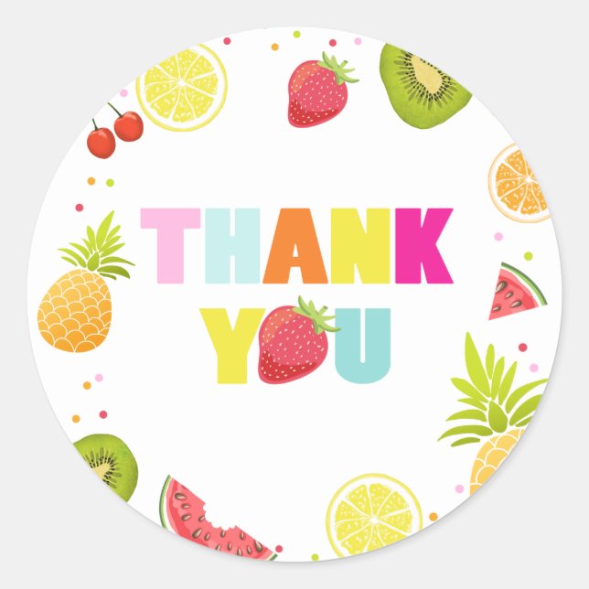 Pegatina de Sello para sobres Tutti frutti Gracias (Anverso)
