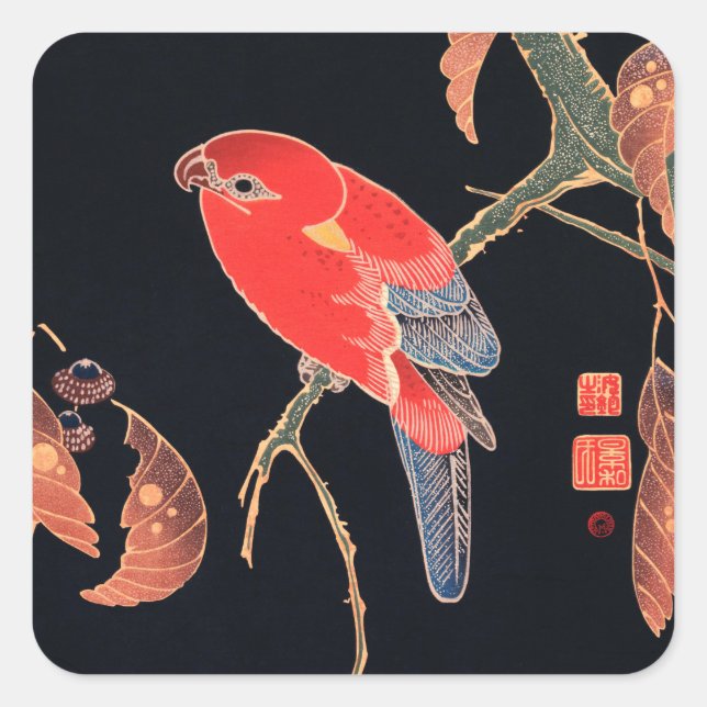 PEGATINA de sello para sobres : WOODBLOCK JAPONÉS (Anverso)