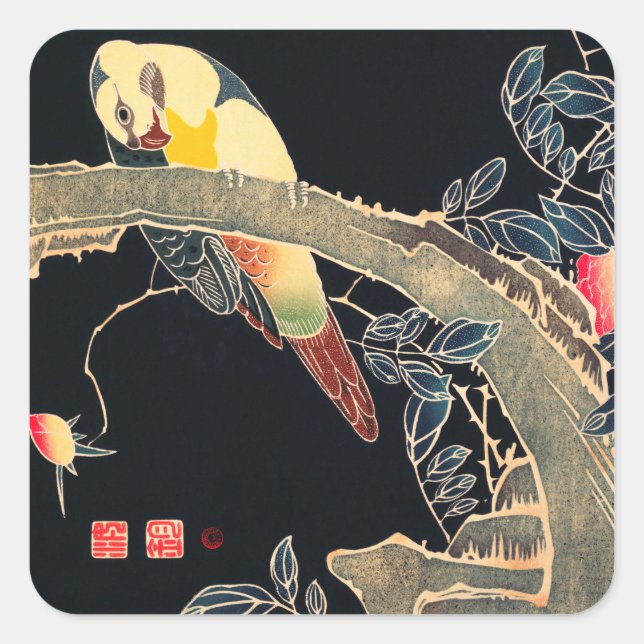 PEGATINA de sello para sobres : WOODBLOCK JAPONÉS (Anverso)