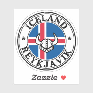 Pegatina de sello redondo de bandera de Islandia p