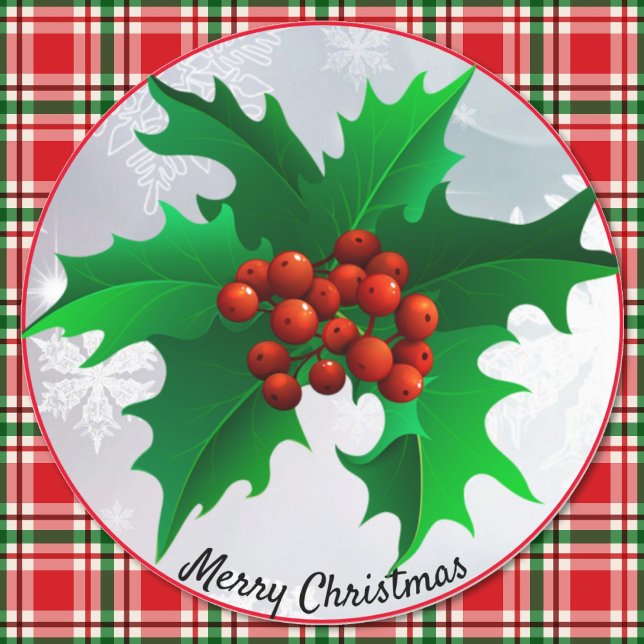 Pegatina De Sello Verde Y Rojo Sobre Holly navidad (Subido por el creador)