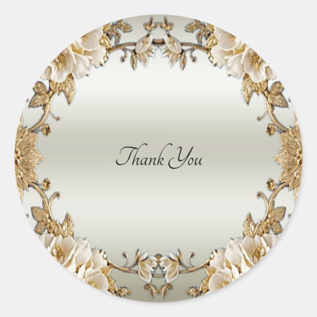 Pegatina de sellos de flores ornadas doradas (Anverso)