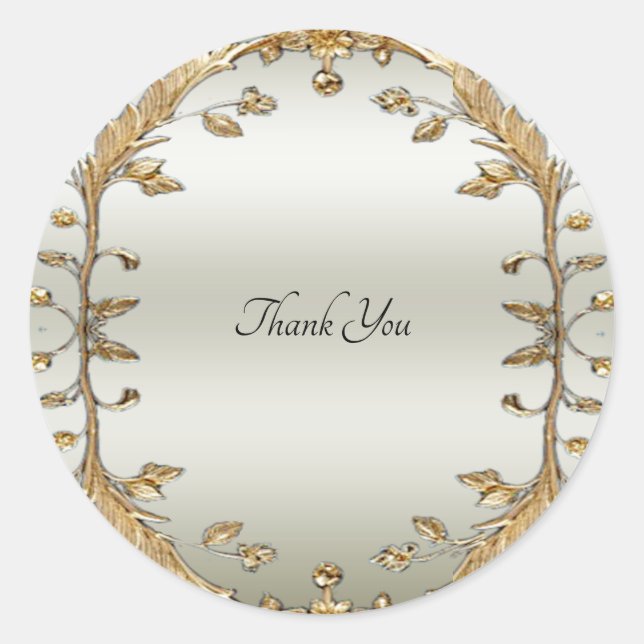 Pegatina de sellos de flores ornadas doradas (Anverso)