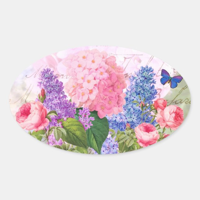 Pegatina de sellos ovalados de las flores de repro (Anverso)