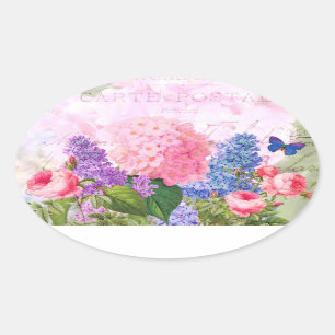 Pegatina de sellos ovalados de las flores de repro
