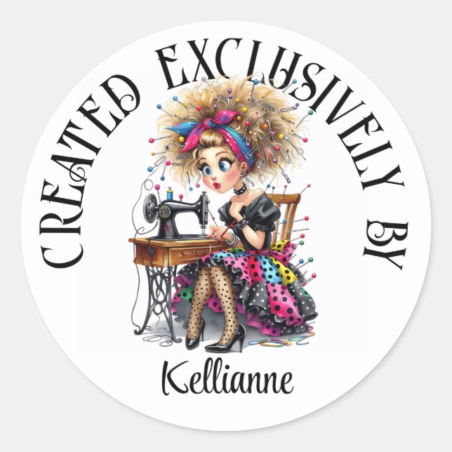 Pegatina de Sew Seamstress (Anverso)