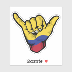 Pegatina de Shaka Hand Bandera de Colombia Buenas 