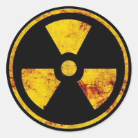 Pegatina de signos de advertencia nuclear sucio